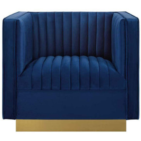 Royal Glam Navy Blue Velvet Sofa - Designdistrict