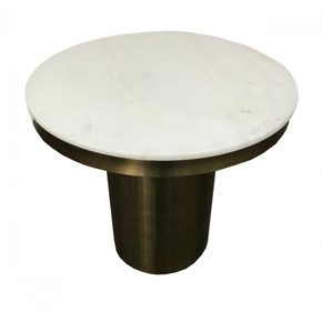 Rocky White and Gold End Table