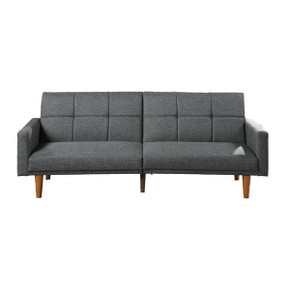 Atomic Convertible Sofa, Square Tufted Back, Light Gray
