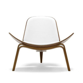 Wegner Shell Chair, White and Walnut