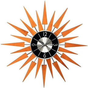 Wooden Mid Century Sunburst Clock