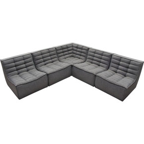 Marshall 5 Piece Modular Sectional Sofa in Tufted Grey Fabric