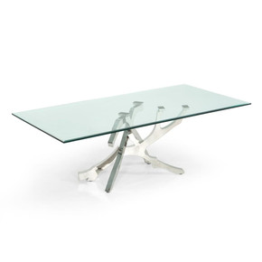 Branching Modern Glass & Silver Dining Table