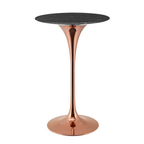 Pedestal Design 28” Artificial Marble Bar Table Rose Gold, Black