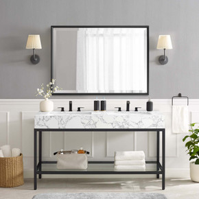 Kingston 60" Black Stainless Steel Bathroom Vanity