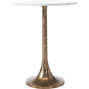 Amalya Side Table, White Marble Antique Brass