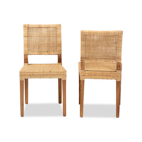 Leslie Rattan Side Chair, Set of Two