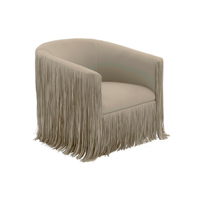 Soirée Fringe Swivel Chair, Grey