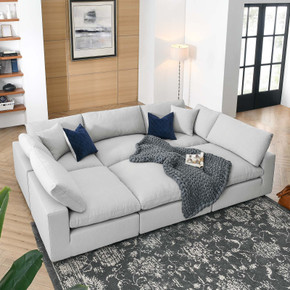 Crux Movie Night Sofa Sectional, Light Gray