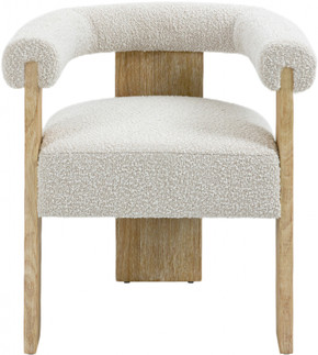 Blasé Cream Boucle Dining Chair, Natural Wood