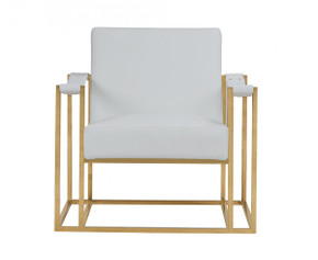 Garrison White Vegan Leather and Gold Accent Chair