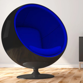 Ball Chair Blue, Black Shell