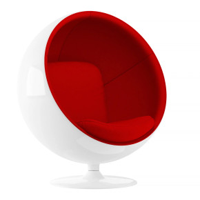 Ball Chair Red, White Shell