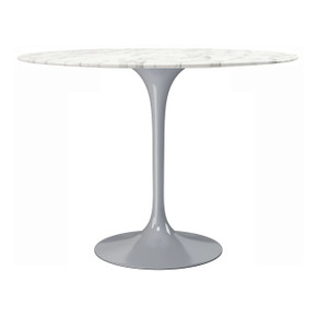 Pedestal Design 32" Round Marble Dining Table, Gray Base