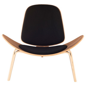 Aramis Shell Chair Black Fabric, Walnut