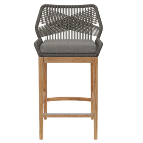 Wellington Outdoor Teak Wood Bar Stool, Gray Graphite