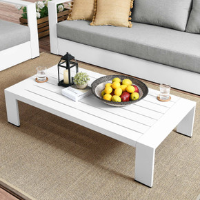 Toledo Outdoor Patio Aluminum Coffee Table, White