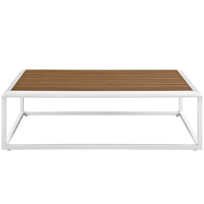 Stance Outdoor Patio Aluminum Coffee Table, White Natural