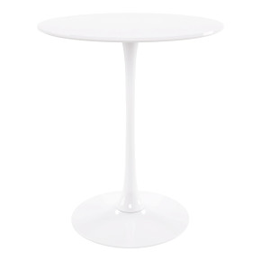 Pedestal Design Bar Table, White Wood Top