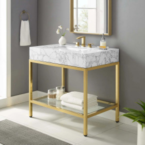 Kingston 36" Gold Stainless Steel Bathroom Vanity