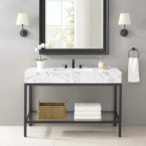 Kingston 50" Black Stainless Steel Bathroom Vanity