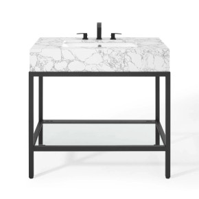 Kingston 36" Black Stainless Steel Bathroom Vanity