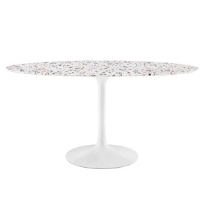 Pedestal Design 60" Oval Terrazzo Dining Table