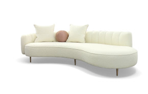 Claudine Cream Fabric Chaise Sofa