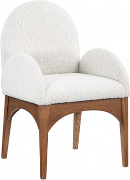 Wembley Dining Arm Chair, Walnut and Boucle Fabric
