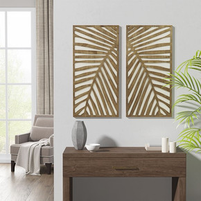 Twin Palms Two-tone 2-piece Wood Panel Wall Décor Set