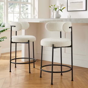 Astrid Boucle Fabric Counter Stools - Set of 2