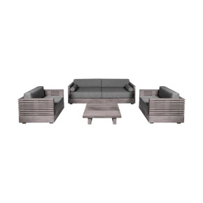 Vision Outdoor Conversation Set Brown Eucalyptus Frame, Gray Fabric