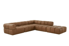 Buck Brown Leather Modular Armless Sectional Seat