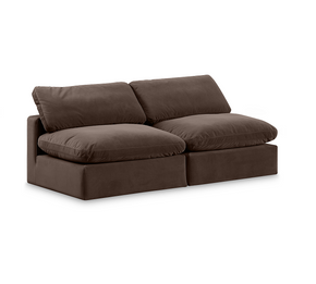 Plush Deluxe Velvet Armless 2-Seater Modular Sofa