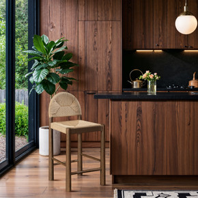 Bossio Woven Seagrass Cord Solid Wood Counter Stool