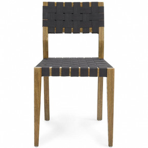 Massey Dining Chair in Black Weave & Light Brown Oak (Set of 2)