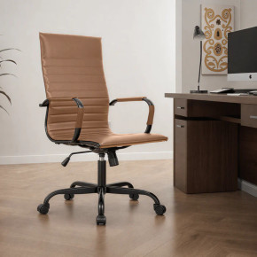 Dalton Leather High-Back Adjustable Office Conference Chair with Armrests, Black Frame