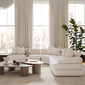 Avenir Cream Boucle Modular Curved Sectional