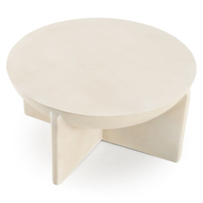 Misa Modern Oyster Concrete Round Coffee Table