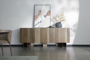Kimo Modern Faux Travertine Ceramic + Bronze Buffet