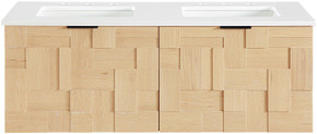 Loraine 48" White Engineered Stone And Solid Wood Wall Mounted Bathroom Vanity Loraine 48" White Engineered Stone And Solid Wood Wall Mounted Bathroom Vanity