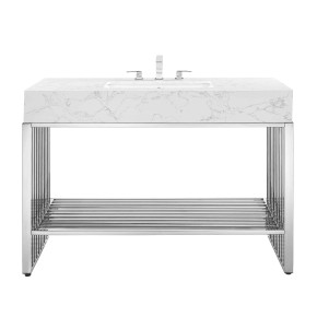 Gridiron 48" Bathroom Vanity, Silver Gridiron 48" Bathroom Vanity, Silver