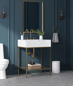 Marlo 24" Engineered Stone Top Vanity, Gold Marlo 24" Engineered Stone Top Vanity, Gold