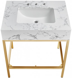 Marlo 30" Engineered Stone Top Vanity, Gold Marlo 30" Engineered Stone Top Vanity, Gold