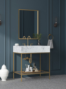 Marlo 30" Engineered Stone Top Vanity, Gold Marlo 30" Engineered Stone Top Vanity, Gold