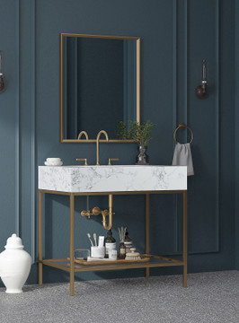 Marlo 36" Engineered Stone Top Vanity, Gold