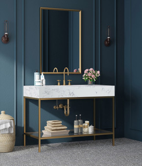 Marlo 48" Engineered Stone Top Vanity, Gold Marlo 48" Engineered Stone Top Vanity, Gold