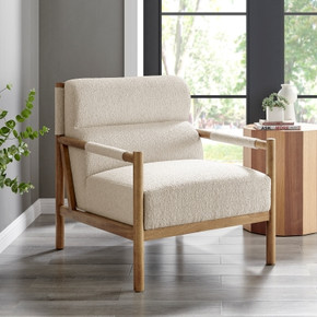 Newstead Vegan Leather Accent Armchair, Boucle Fabric Newstead Vegan Leather Accent Armchair, Boucle Fabric