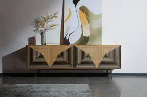 Zino White Oak + Black Geometric Pattern Buffet