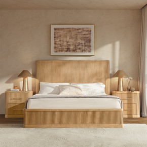 Gabriella Solid Wood Fluted Platform Bed, Natural